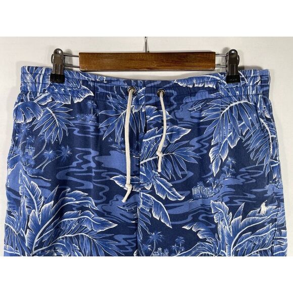 Polo Ralph Lauren‎ Men's Large Navy Blue White Beach Pattern Jersey Shorts - Picture 2 of 10